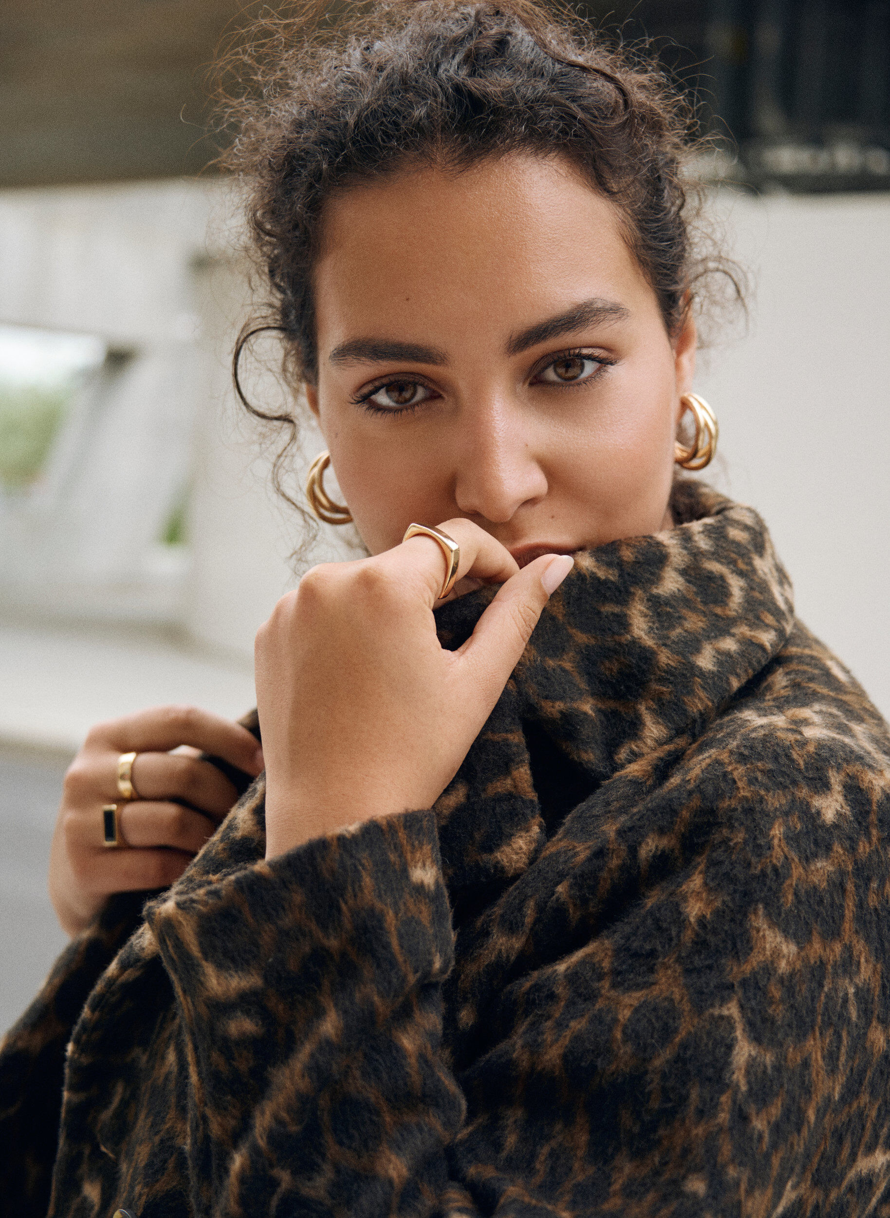 Zizzi Leopardikuvioinen takki kaksirivisell&auml; nappikiinnityksell&auml;, Ruskea, Image image number 0