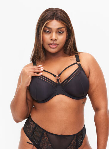 Kaarituelliset rintaliivit nauhayksityiskohdilla, Black, Model image number 0