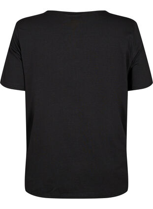 T-paita v-pääntiellä ja yksityiskohdalla, Black, Packshot image number 1