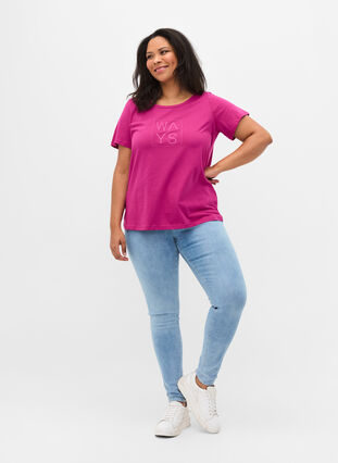 Lyhythihainen puuvillainen t-paita printillä , Festival Fuchsia WAY, Model image number 2