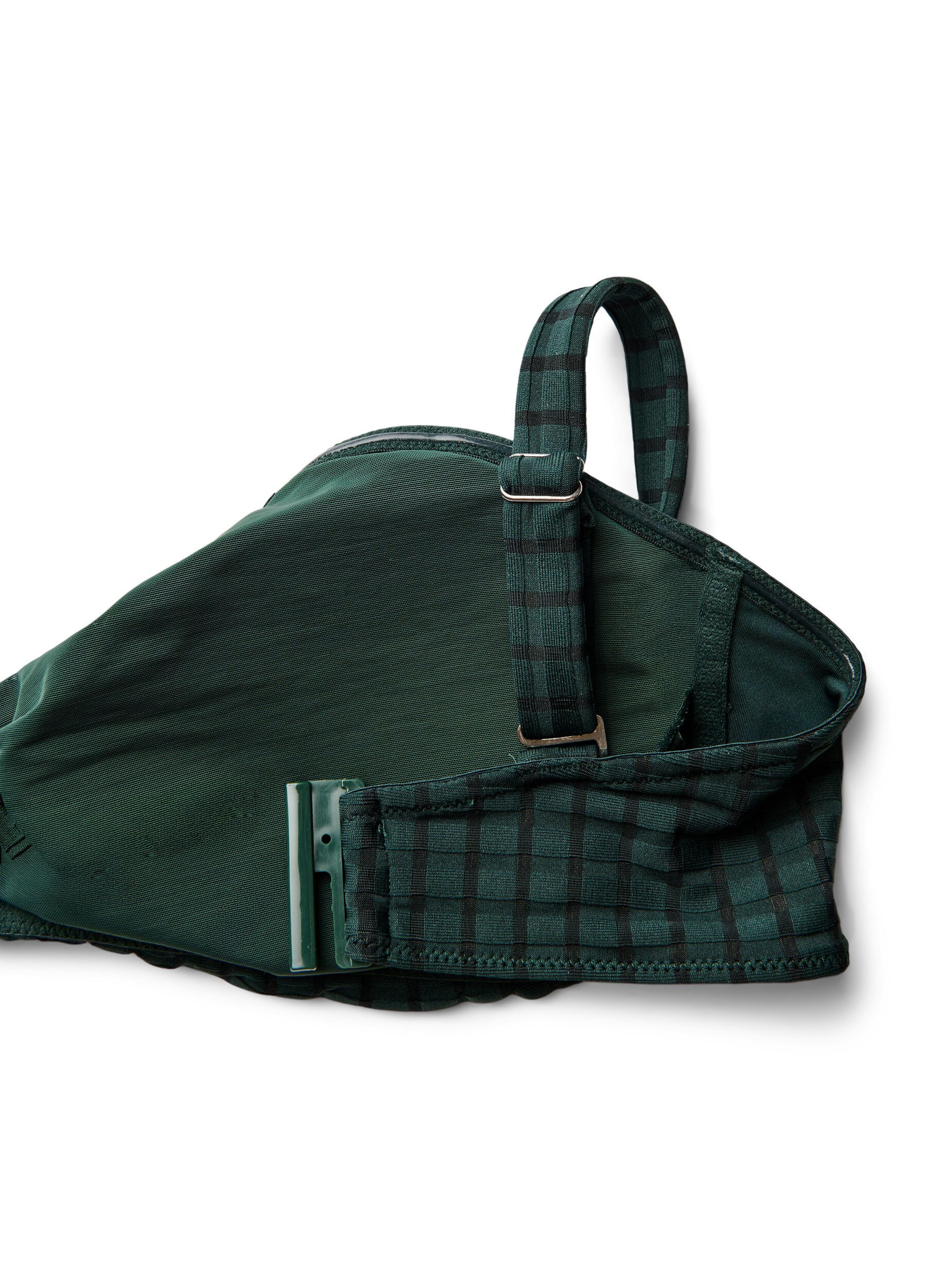 Zizzi Ruudullinen bikiniyl&auml;osa irrotettavilla olkaimilla, Vihre&auml;, Packshot image number 3