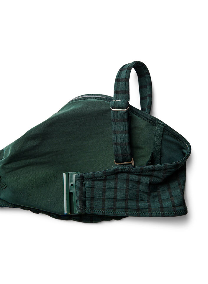 Ruudullinen bikiniyläosa irrotettavilla olkaimilla, Vihreä, Packshot image number 3