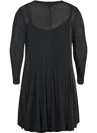 Pitkähihainen mekko kimalteella, Black, Packshot image number 1