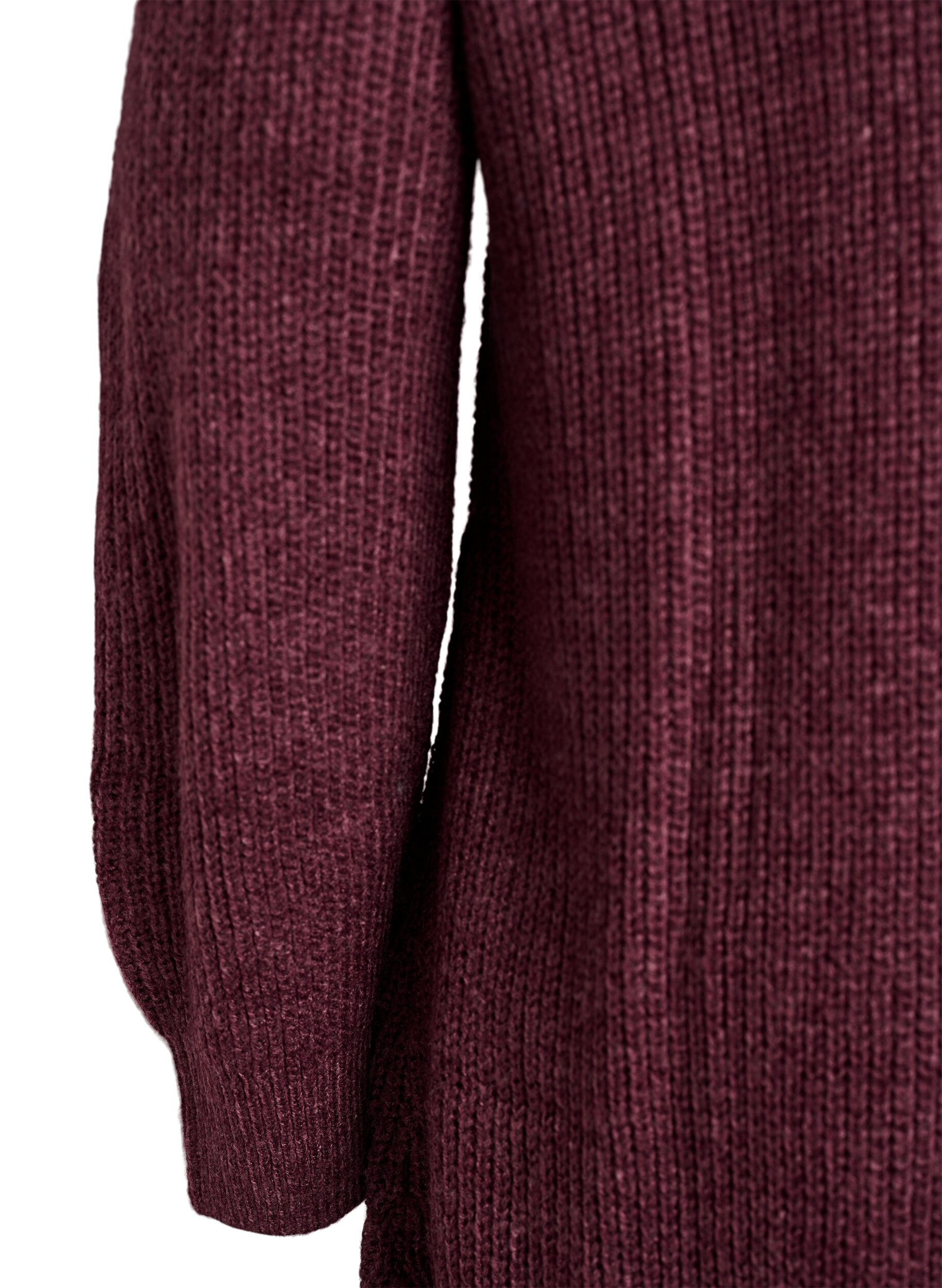 Zizzi FLASH - Lyhyt neulemekko korkealla kauluksella, Punainen, Packshot image number 3