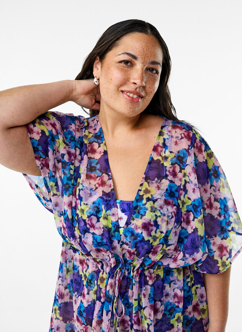 Painokuvioitu rantakimono, Sininen, Model image number 2