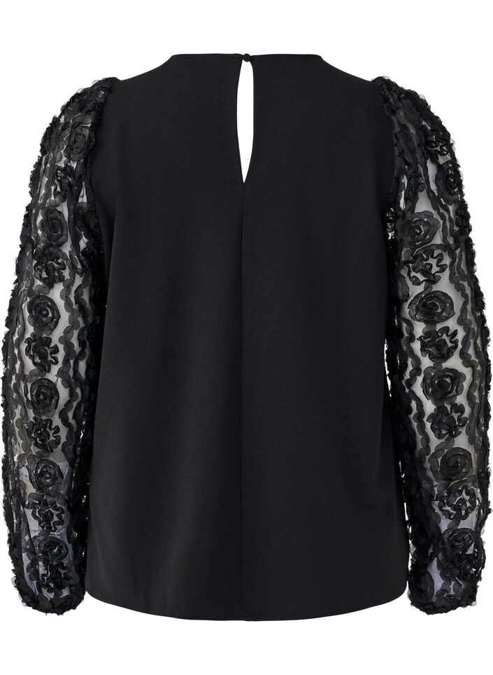 Pusero, jossa on 3D-kukkia, Black, Packshot image number 1