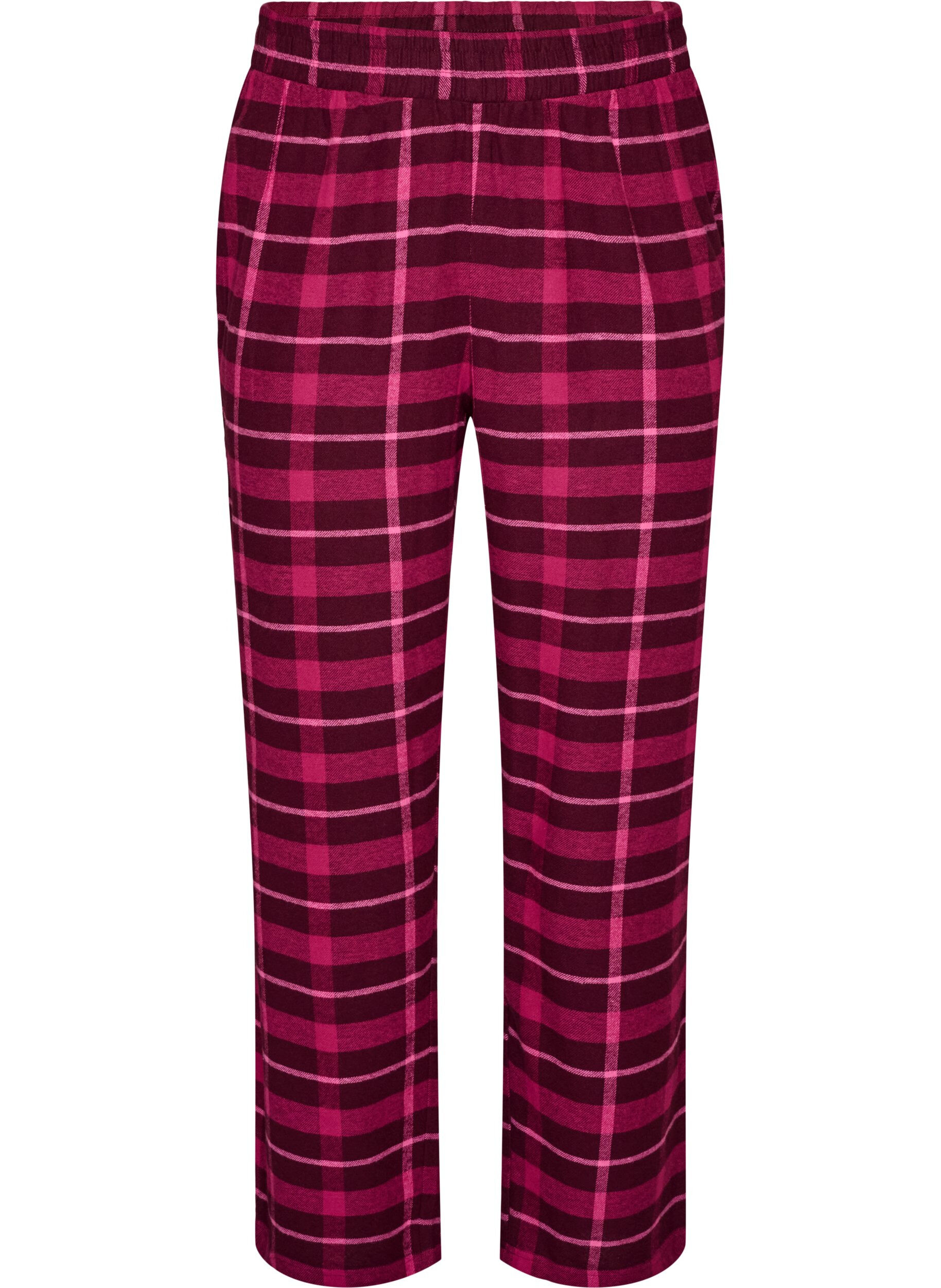 ZizziRuudulliset puuvillaiset pyjamahousut, Punainen, Packshot image number 0