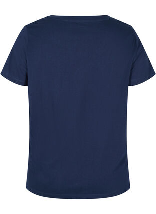 T-paita ekologista puuvillaa nyöriyksityiskohdalla, Navy Blazer, Packshot image number 1