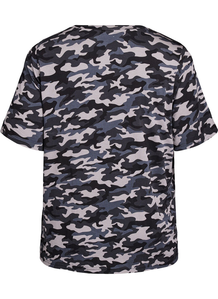 T-paita, jossa TENCEL&trade; Lyocell ja maastokuvio, Harmaa, Packshot image number 1