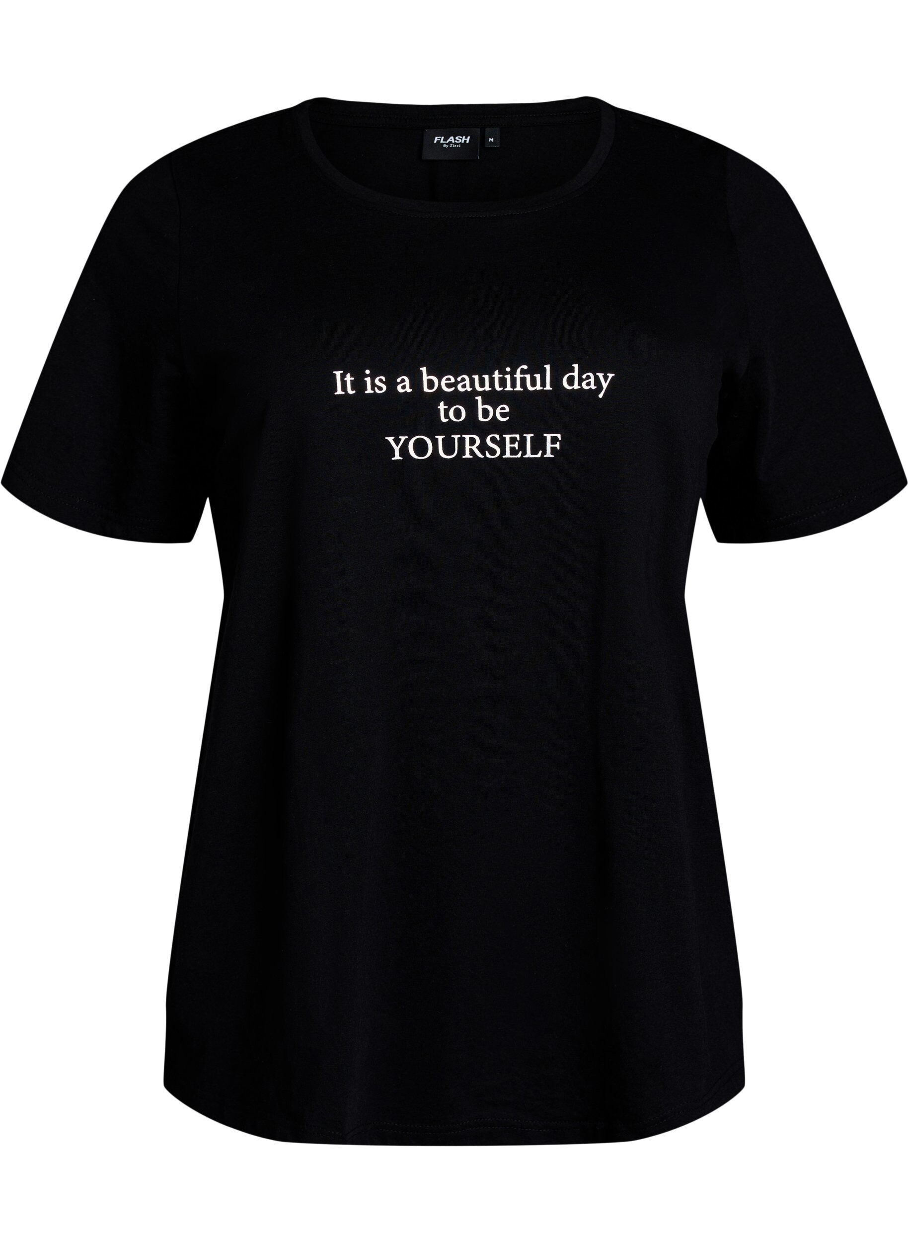 Zizzi T-paita printill&auml;, Musta, Packshot image number 0