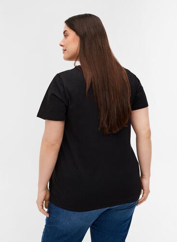 T-paita broderi anglaise- kuvioinnilla, Black, Model image number 1