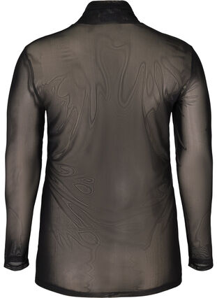 Mesh-paita korkealla kauluksella ja leopardiprintillä, Black, Packshot image number 1