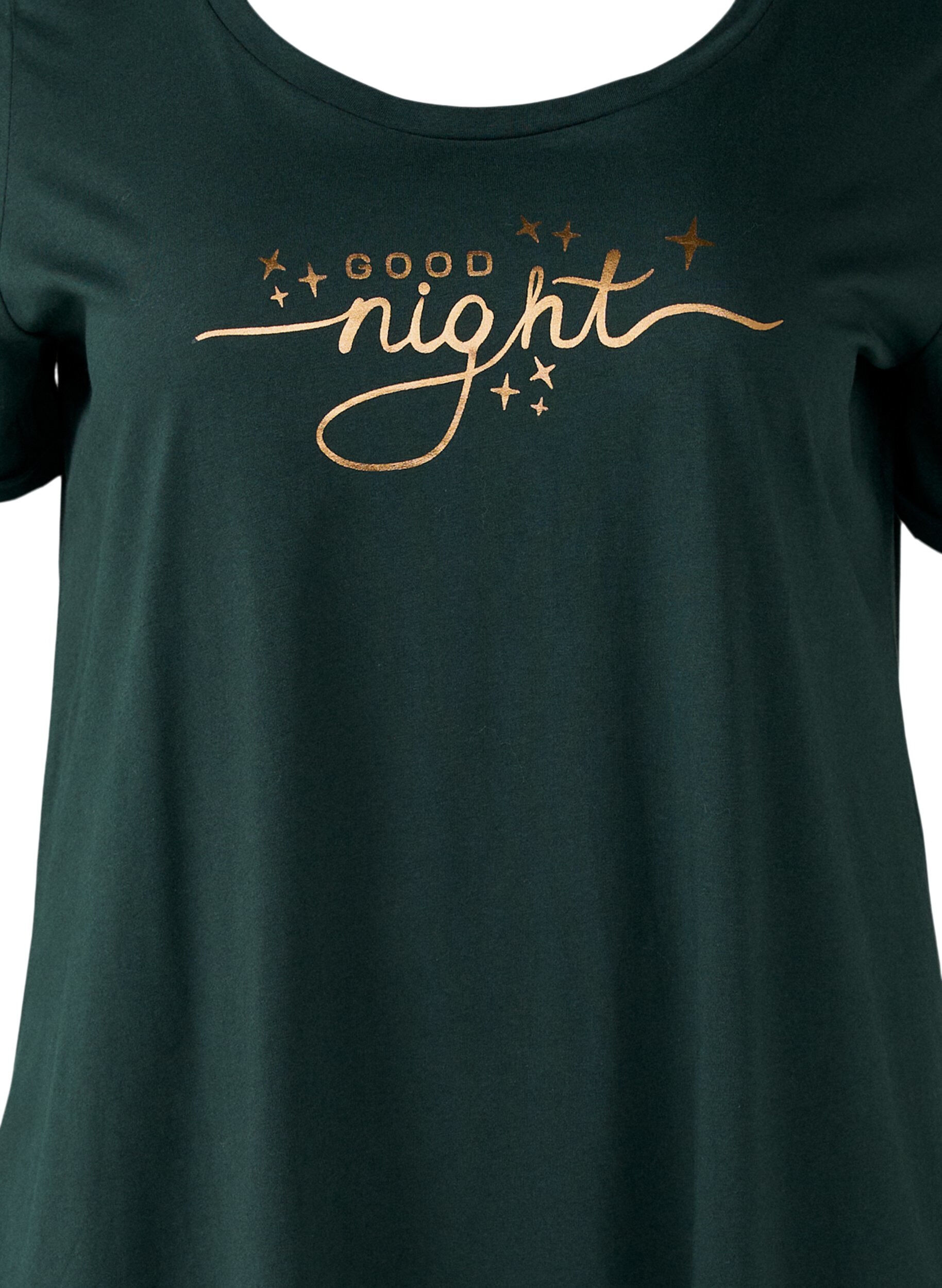 Zizzi Lyhythihainen y&ouml;paita luomupuuvillaa, Vihre&auml;, Packshot image number 2