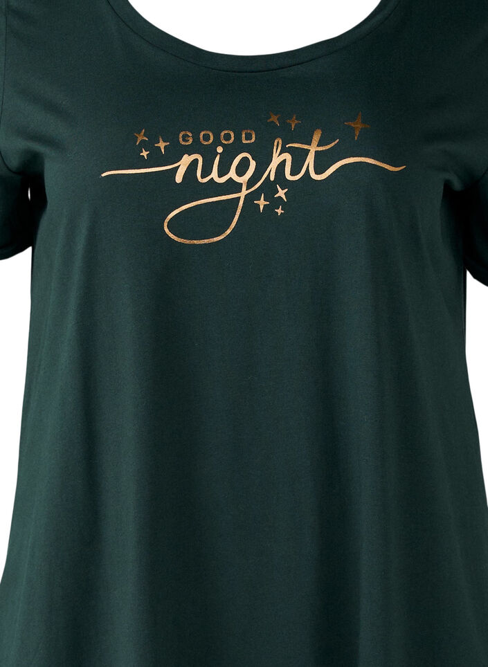 Lyhythihainen yöpaita luomupuuvillaa, Vihreä, Packshot image number 2