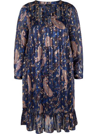 Pitkähihainen mekko kuosilla a-mallissa, Paisley Foil, Packshot image number 0