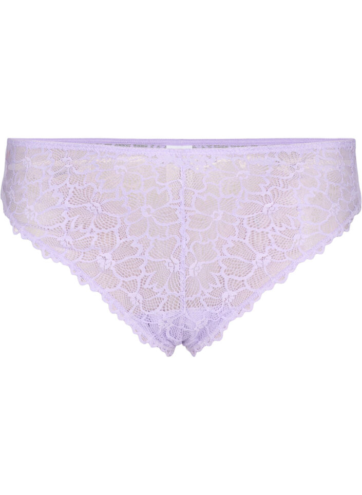 Kukkapitsiset stringit normaalilla vy&ouml;t&auml;r&ouml;ll&auml;, Violetti, Packshot image number 0
