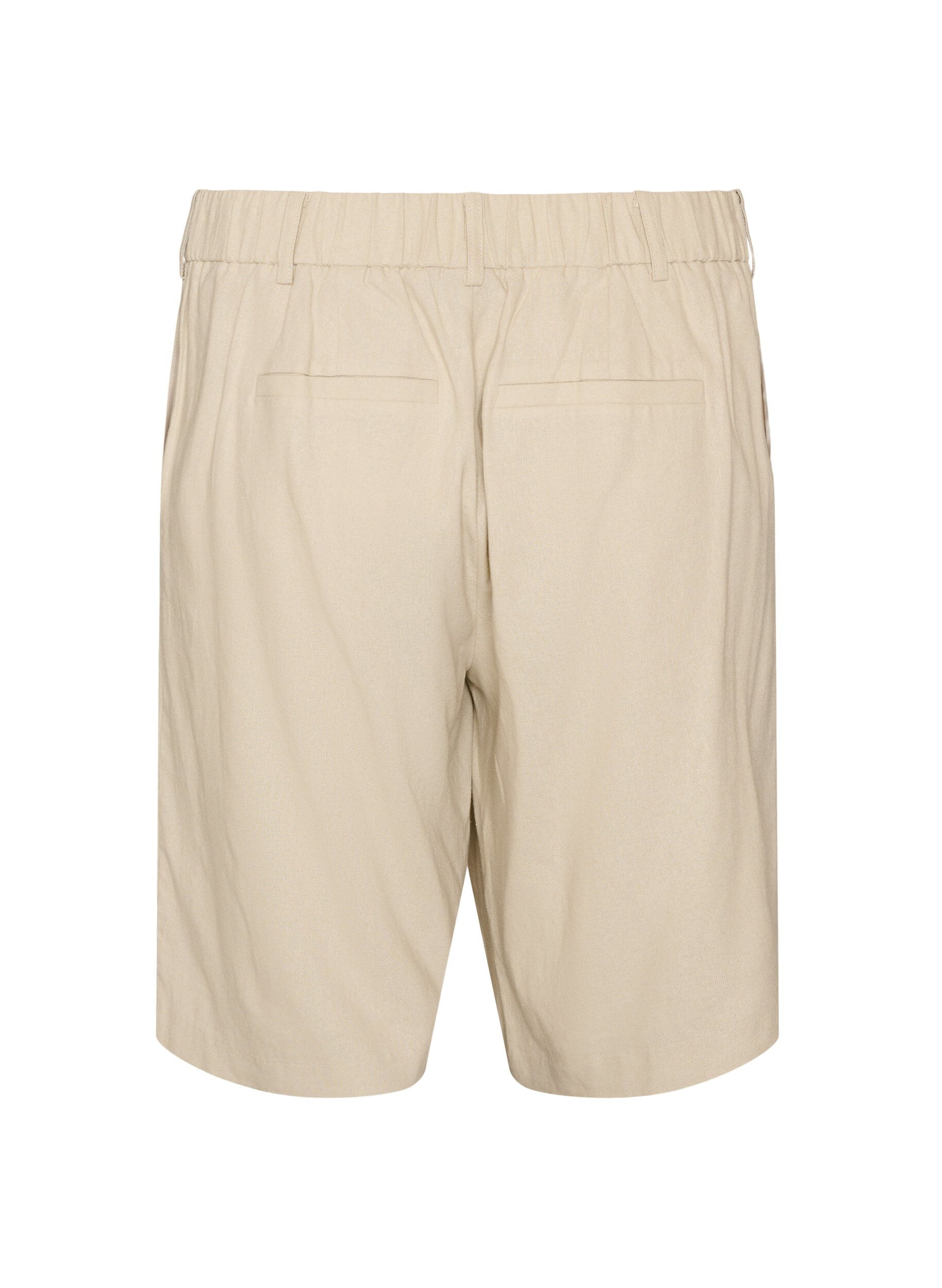 ZizziKorkeavy&ouml;t&auml;r&ouml;iset bermudashortsit pellavasta ja viskoosista, Beige, Packshot image number 1