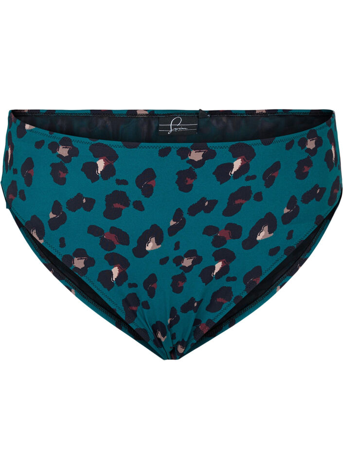 Korkeavyötäröinen bikinialaosa, Teal Leopard, Packshot image number 0