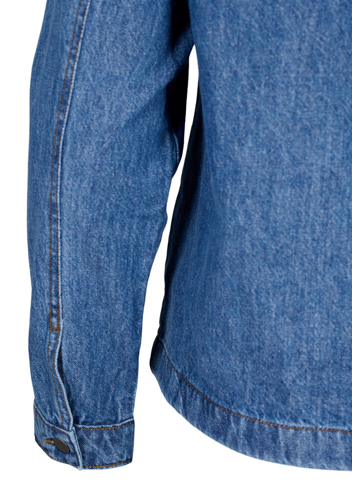 Farkkupaitatakki taskuilla, Blue Denim, Packshot image number 4