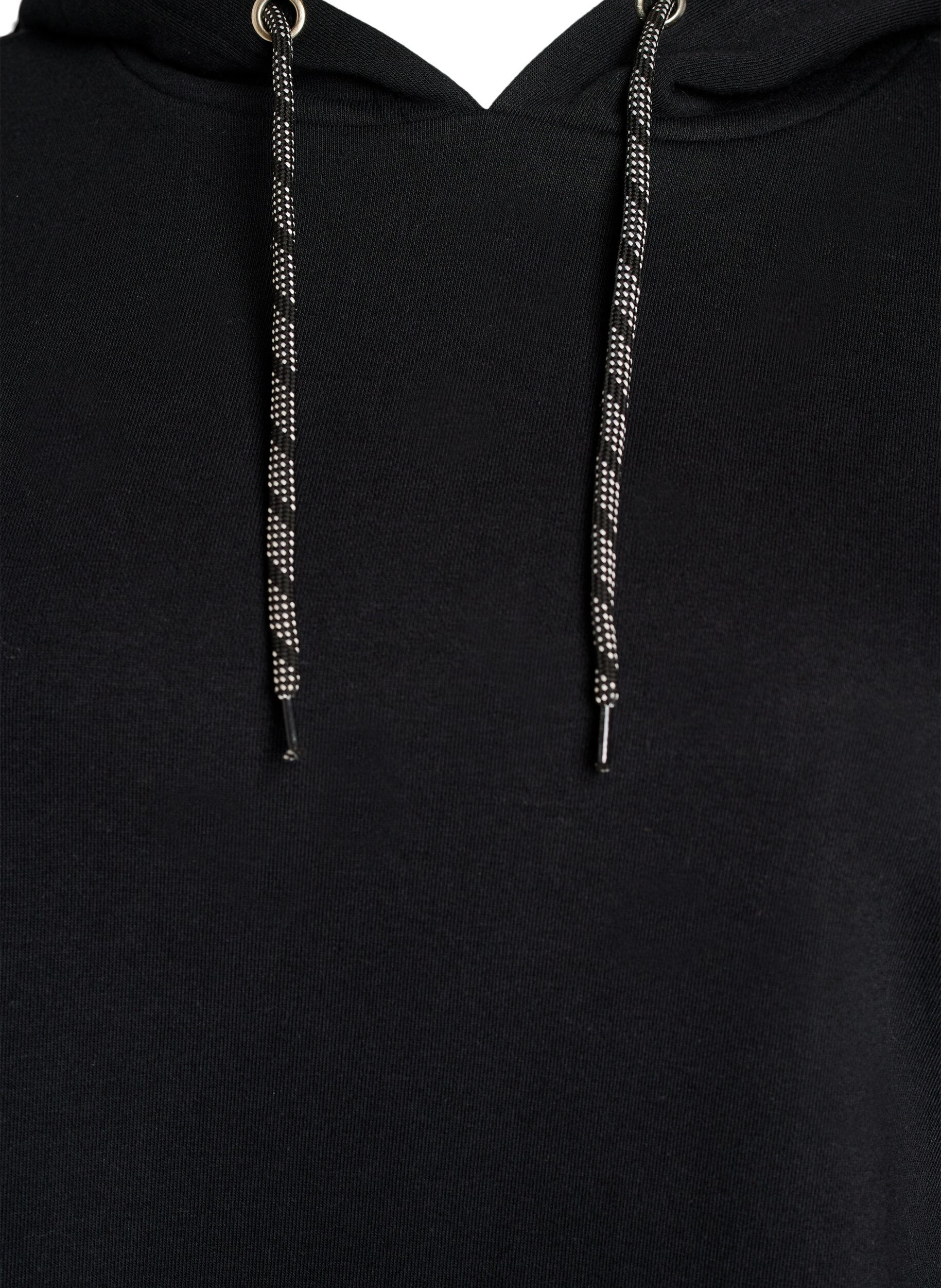 Zizzi Pitk&auml; puuvillaneuletakki hupulla, Musta, Packshot image number 2