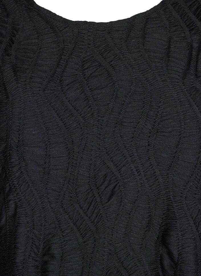 Tekstuuripusero 3/4-hihoilla, Musta, Packshot image number 2