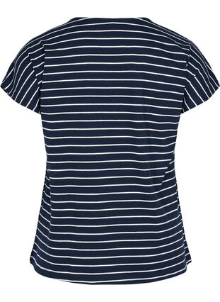 Puuvillainen t-paita raidoilla, Blue Stripe, Packshot image number 1