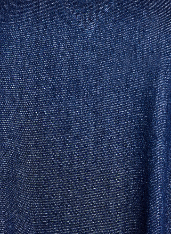 Lyhyt farkkumekko V-p&auml;&auml;ntiell&auml; ja kauluksella, Sininen, Packshot image number 2