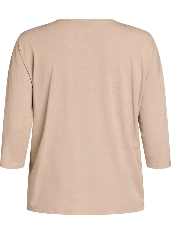 Jersey -pusero 3/4-hihoilla, Beige, Packshot image number 1