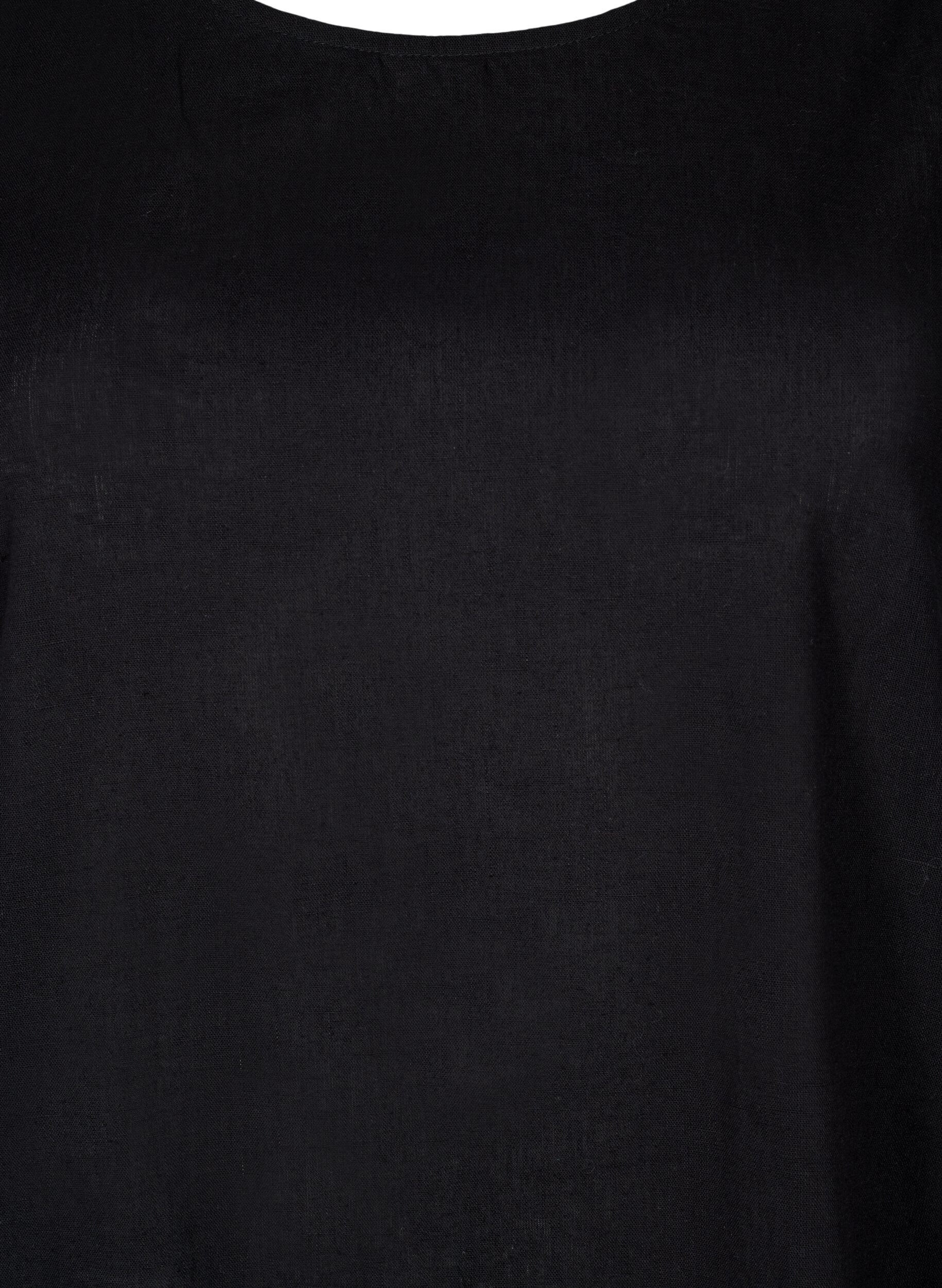 Zizzi Hihaton mekko puuvillan ja pellavan sekoitteesta, Black, Packshot image number 2