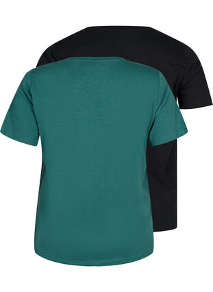 2 perus t-paitaa puuvillasta, Mallard Green/Black, Packshot image number 1