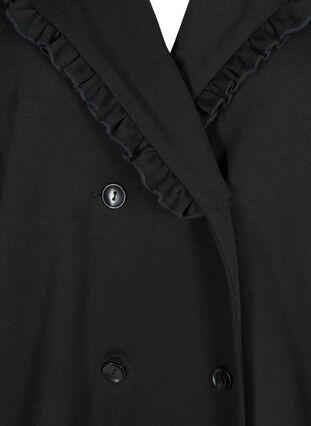 Pitkä takki leveällä kauluksella ja röyhelöllä, Black, Packshot image number 2