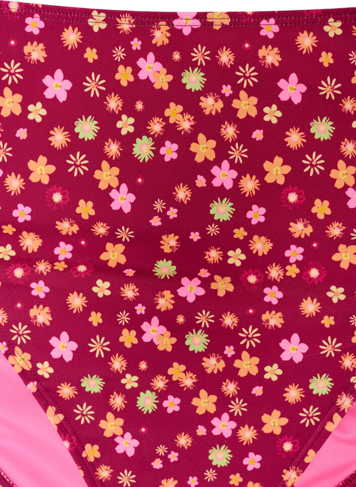 Sivusolmittavat bikinihousut kukkakuosilla, Punainen, Packshot image number 2