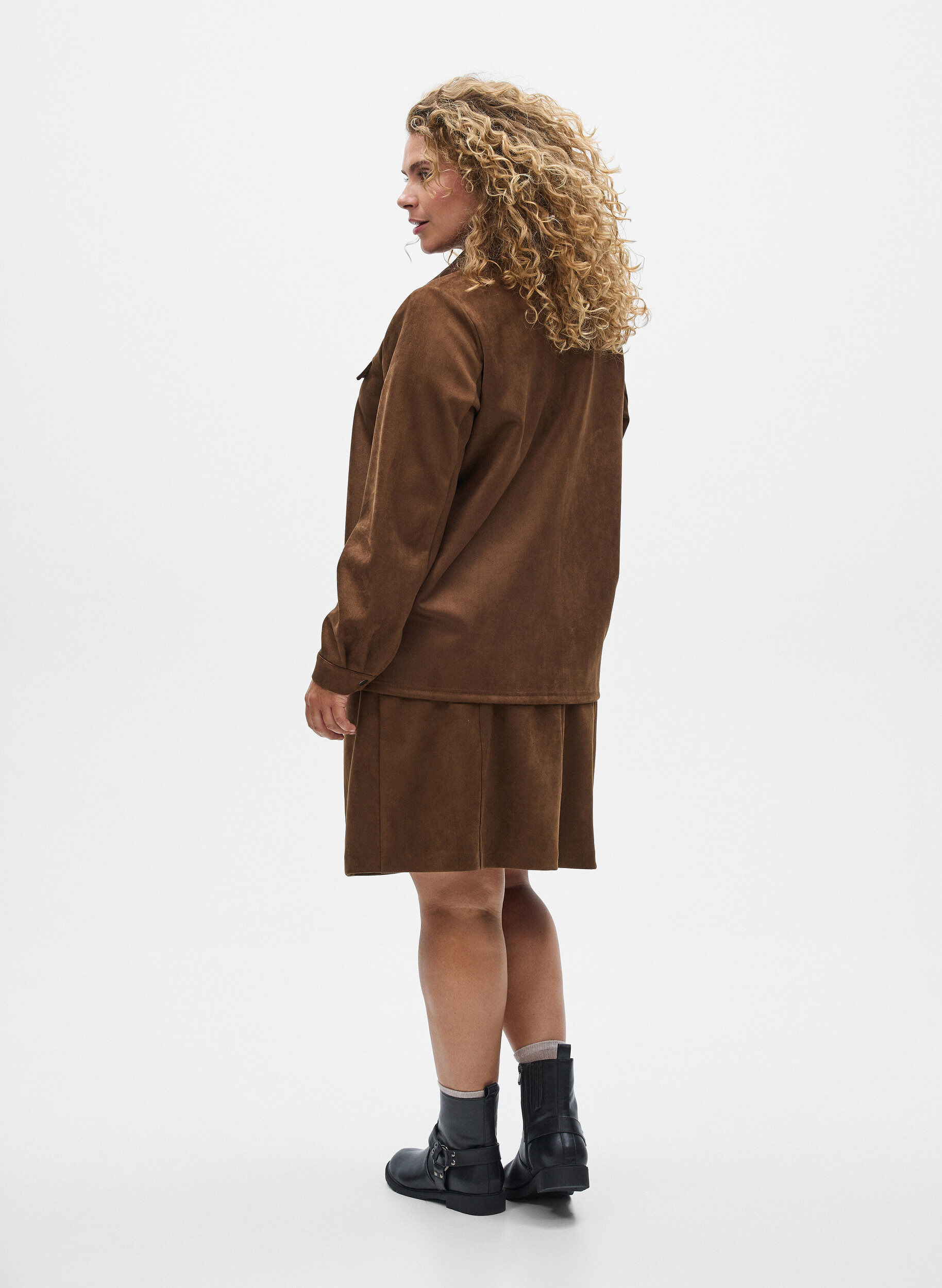 Zizzi Keinonahkainen mokkapaita, Ruskea, Model image number 2