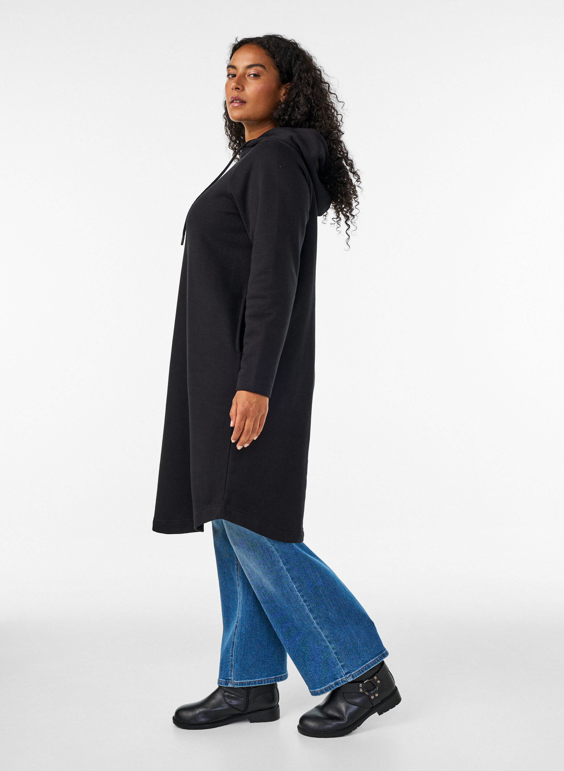 ZizziHupullinen swetarimekko taskuilla, Musta, Model image number 2