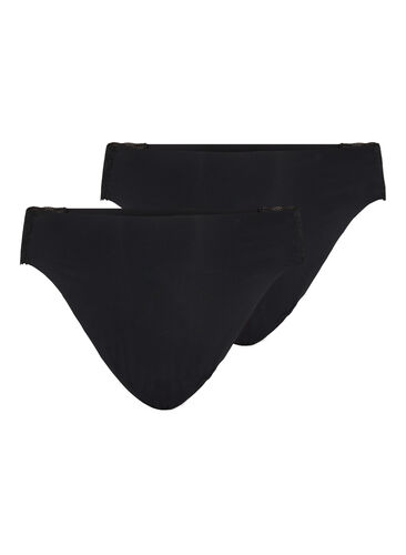 2-pack Brazilian-alushousut normaalikorkealla vyötäröllä, Black, Packshot image number 0