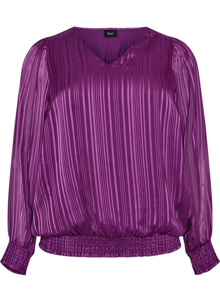 Raidallinen pusero pallomaisella muodolla, Violetti, Packshot image number 0