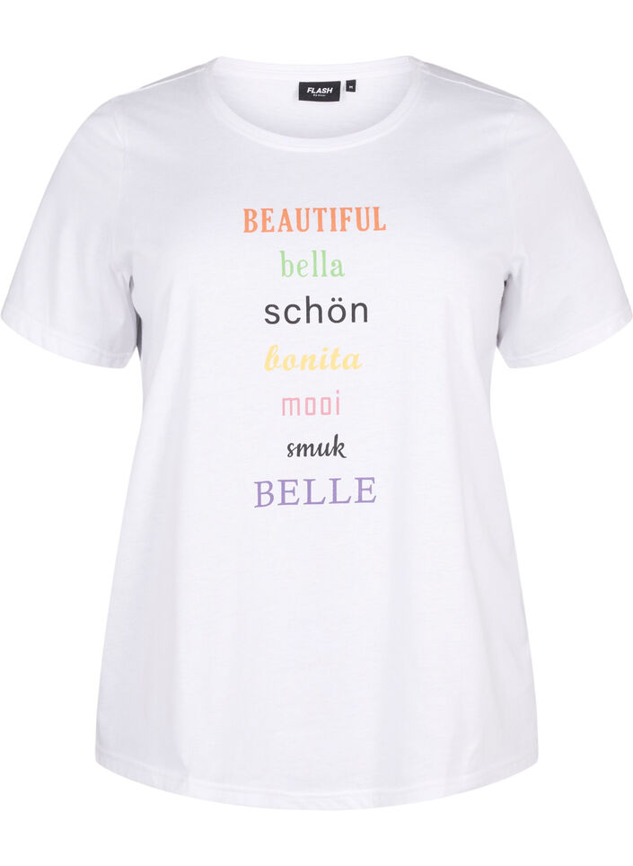 FLASH – kuviollinen t-paita, Bright White, Packshot image number 0