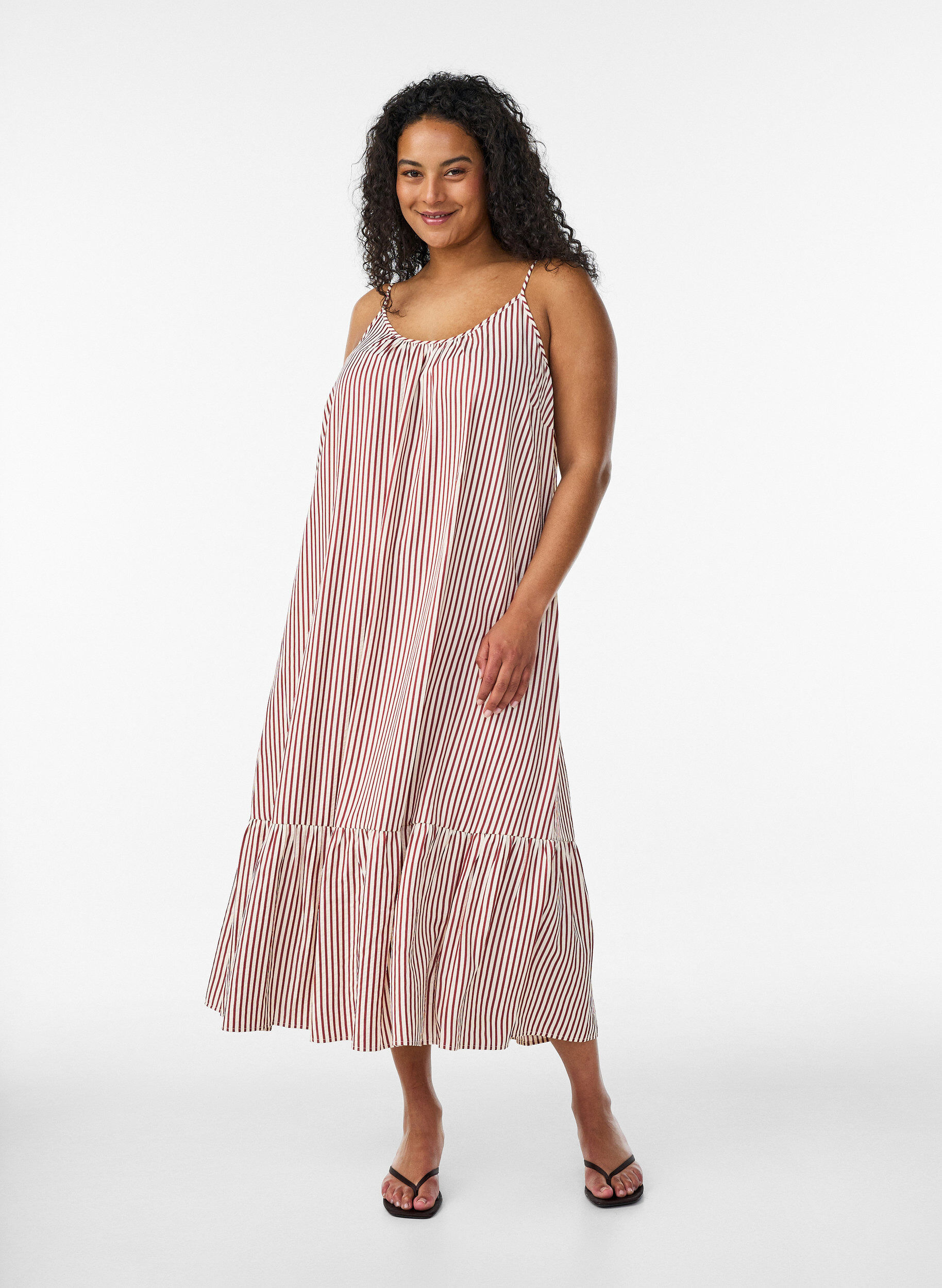 ZizziRaidallinen ja A-linjainen kes&auml;mekko, Punainen, Model image number 0