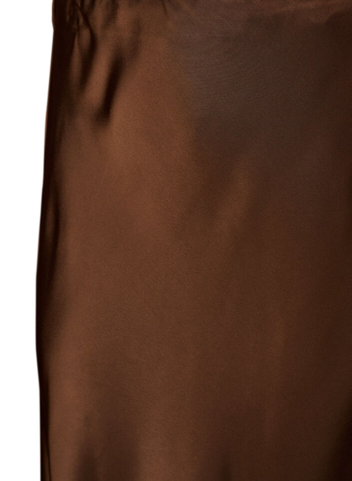 Midi-satiinimekko pitsikoristeilla, Ruskea, Packshot image number 2