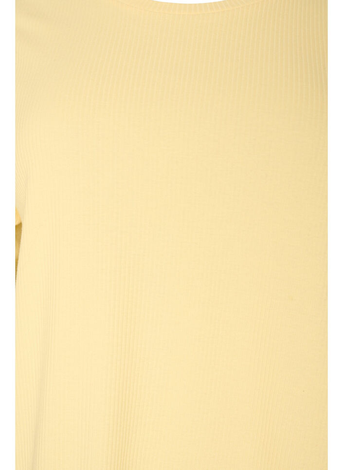 Ribattu jerseypusero, jossa on lyhyet hihat, Keltainen, Packshot image number 2
