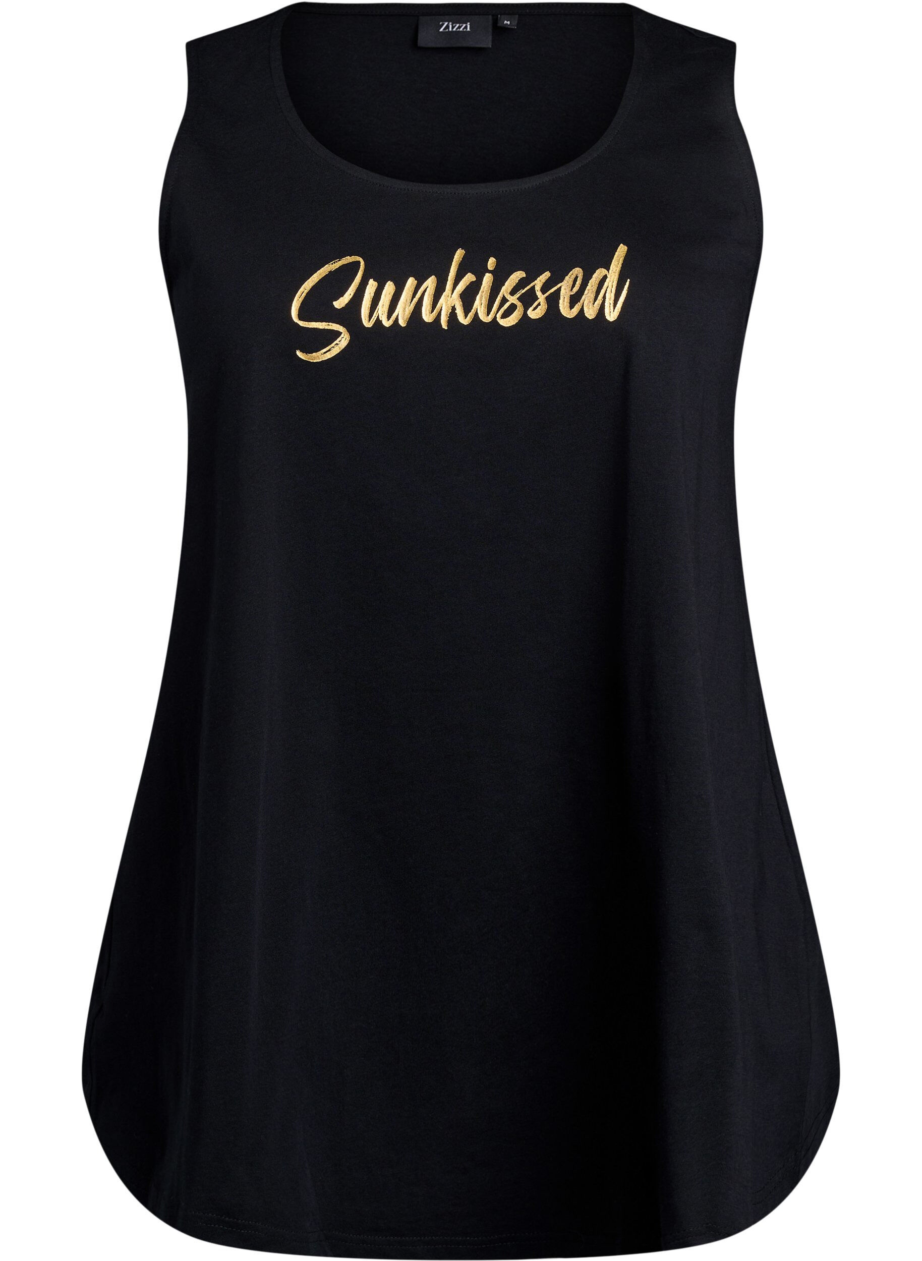 Zizzi Puuvillatoppi A-mallissa, Musta, Packshot image number 0