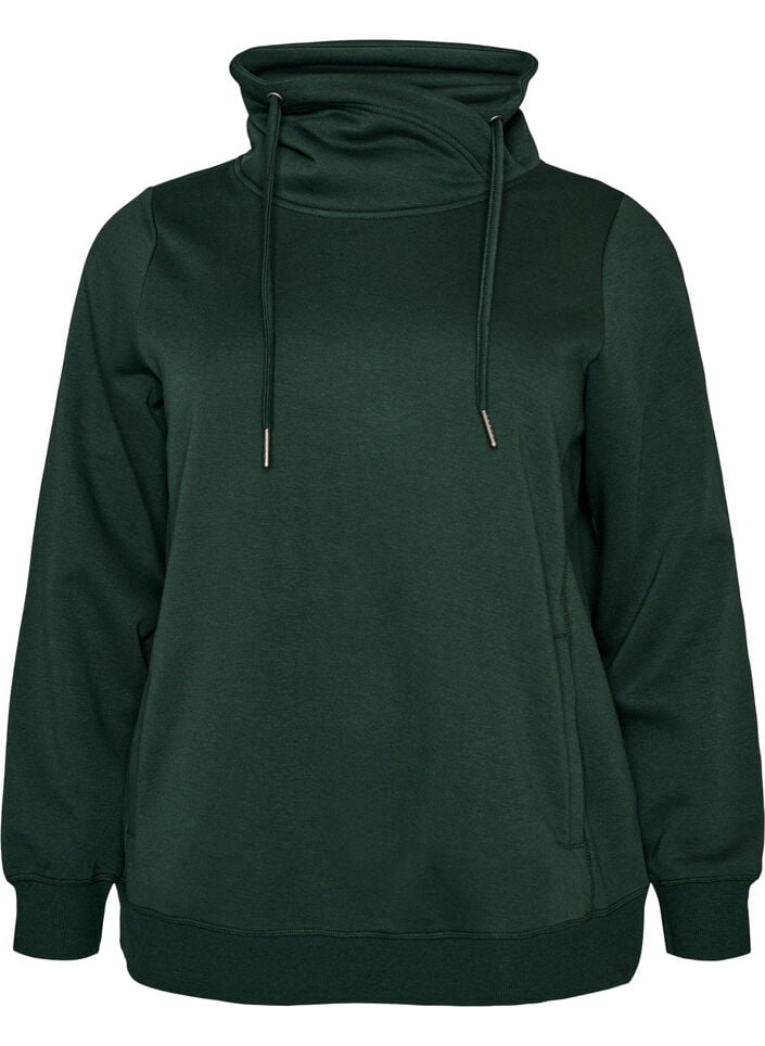 Collegepaita korkealla kauluksella ja taskuilla, Vihre&auml;, Packshot image number 0