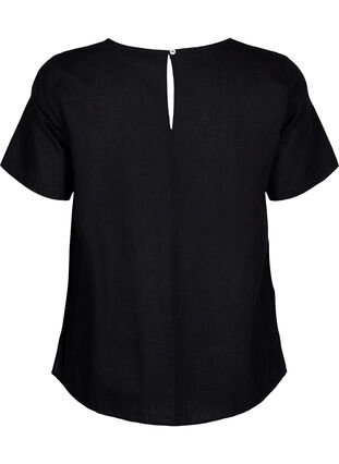 Puuvilla-pellavasekoitteinen pusero nyöriyksityiskohdalla, Black, Packshot image number 1