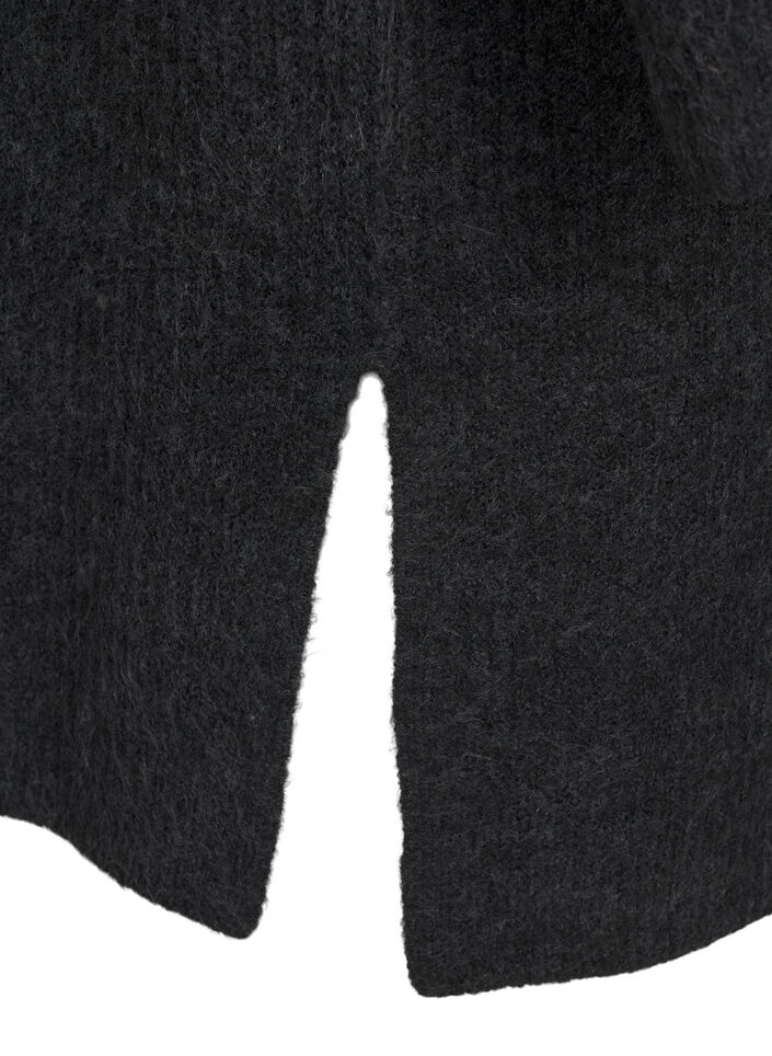 FLASH - Ribattu neuletakki halkioilla, Dark Grey Melange, Packshot image number 3