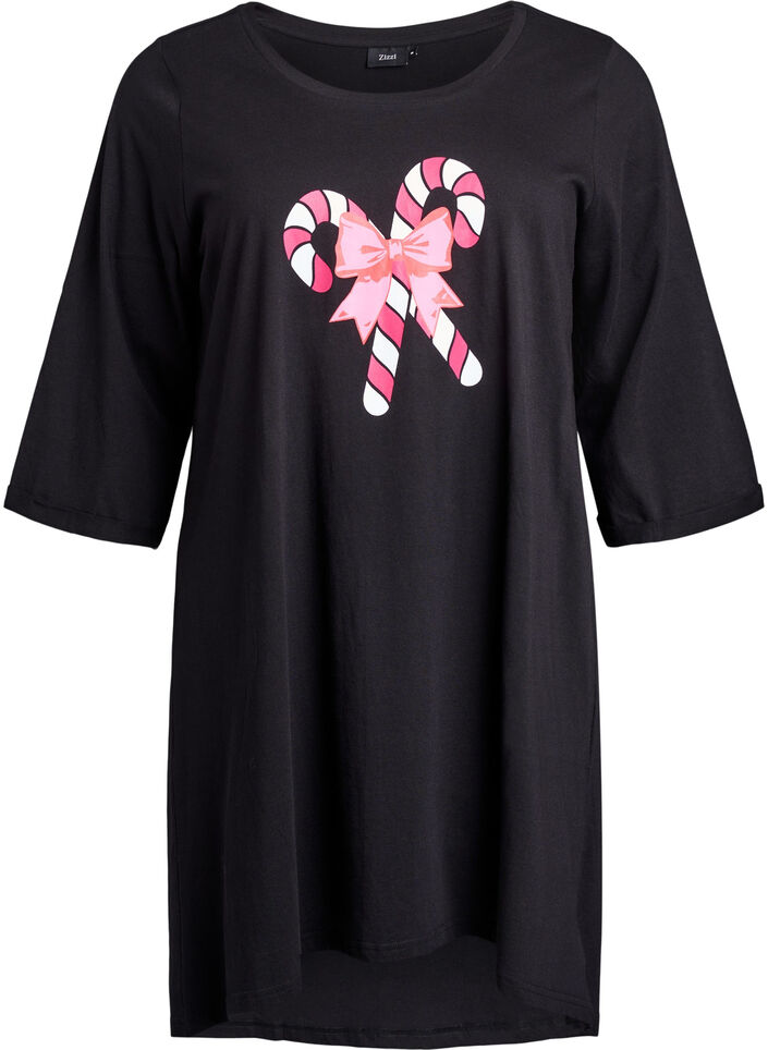 Y&ouml;paita luomupuuvillasta jouluteemalla, Musta, Packshot image number 0