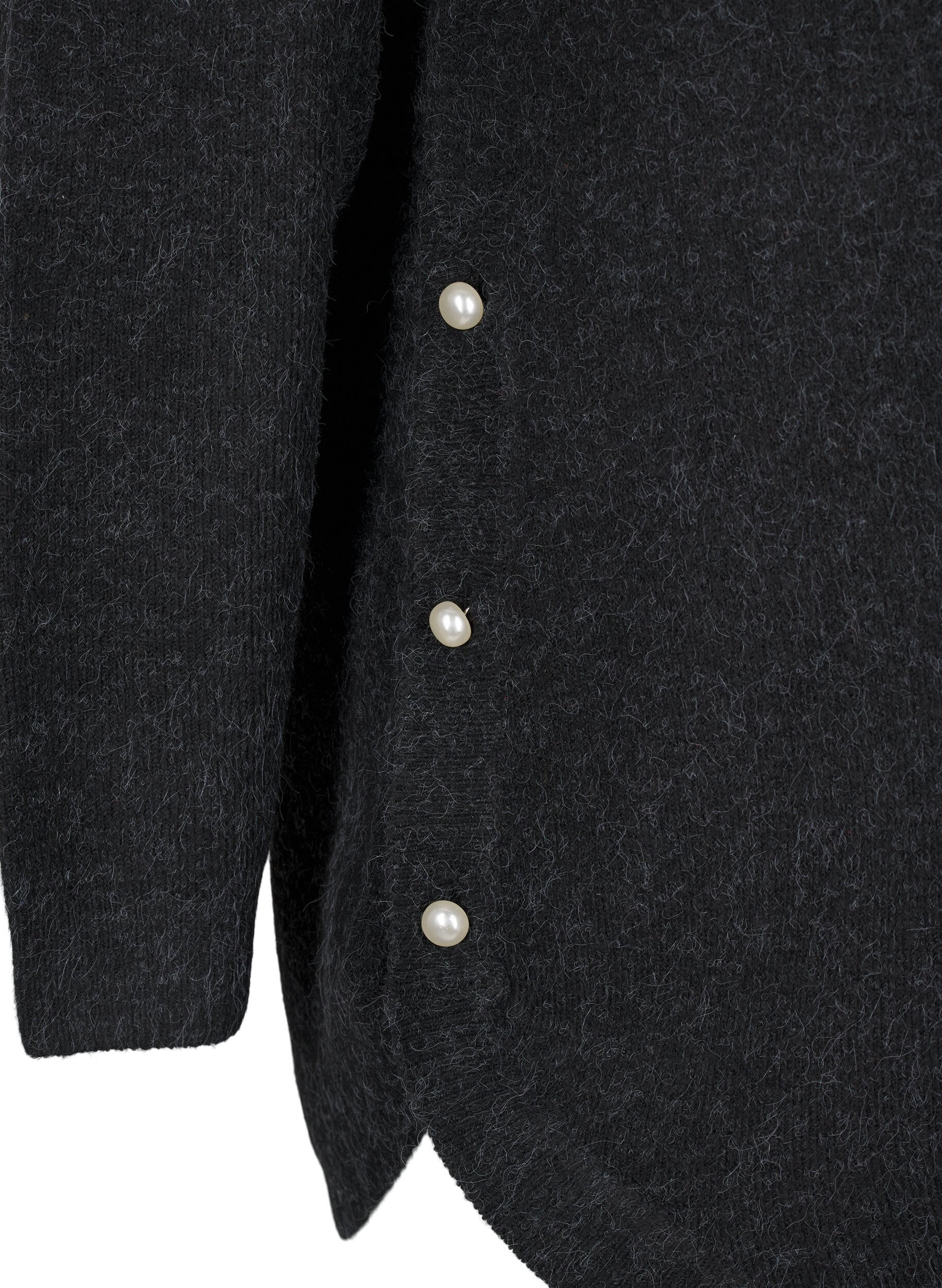 Zizzi Neulepusero helmiyksityiskohdilla, Dark Grey Melange, Packshot image number 3