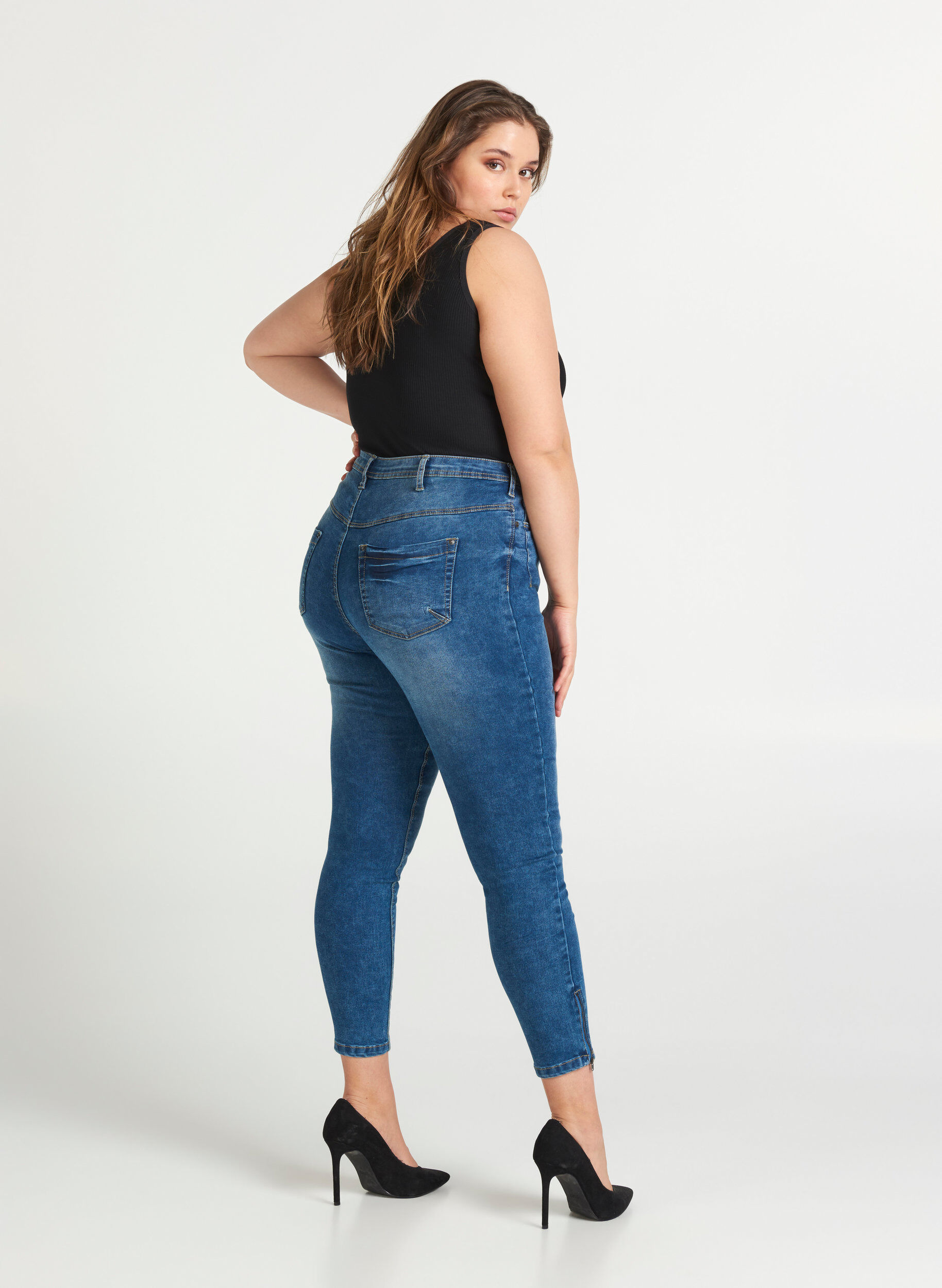 ZizziKropatut Amy-farkut vetoketjulla, Sininen, Model image number 2