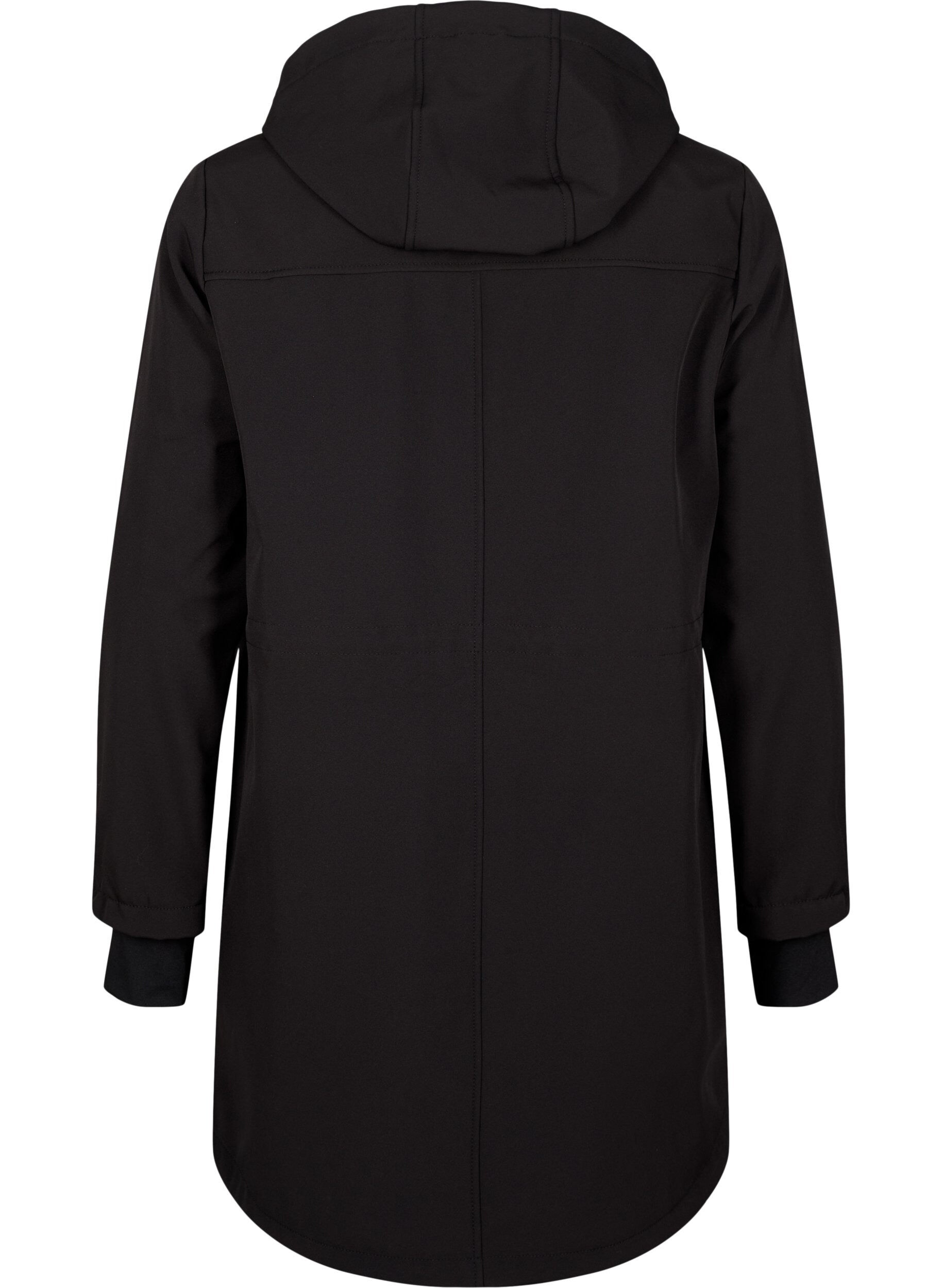 Softshell-takki irroitettavalla hupulla - Musta - Koot 40-64 - Zizzi