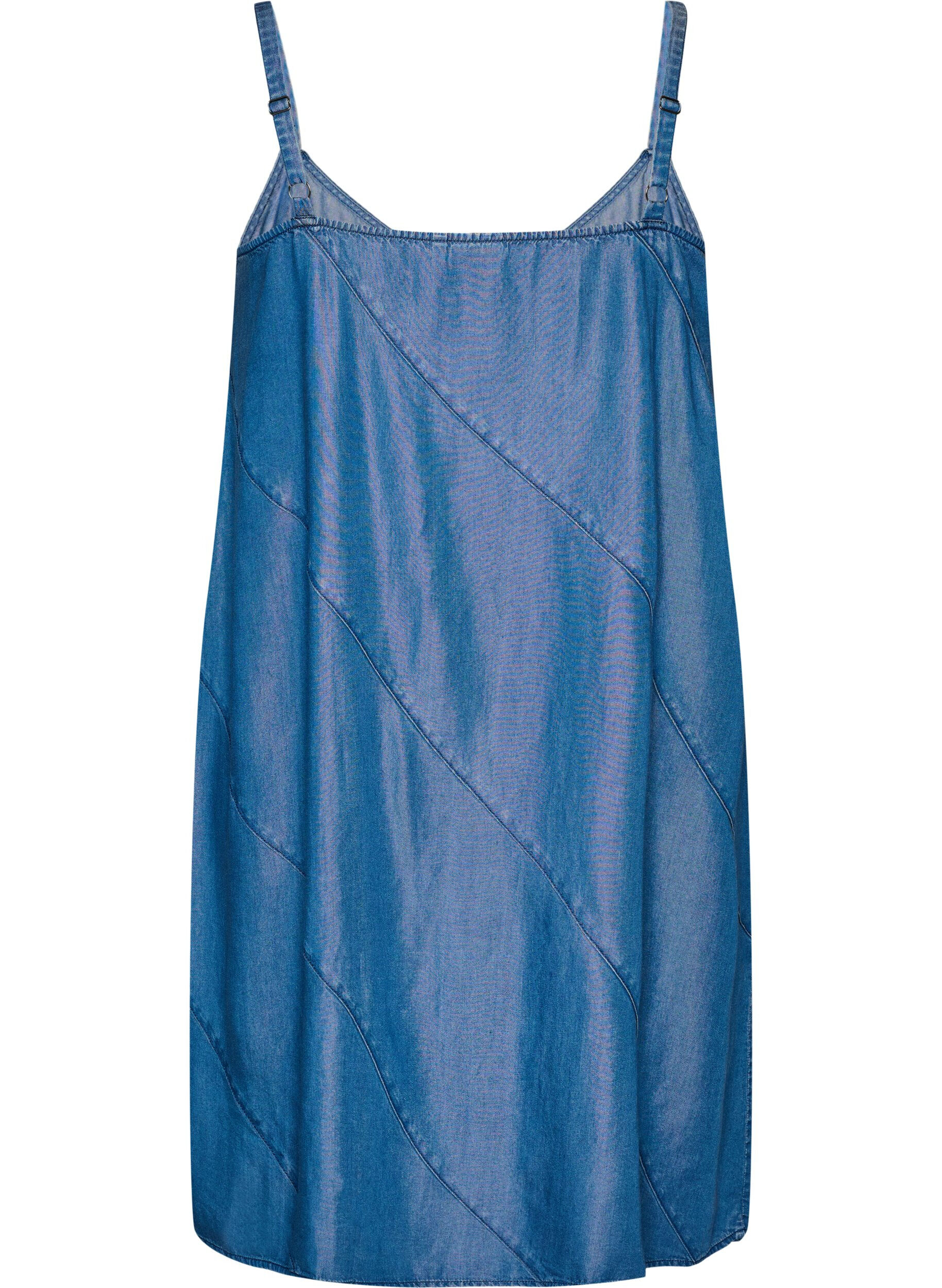 ZizziDenim-look -mekko TENCEL&trade; Lyocellista olkaimilla, Sininen, Packshot image number 1