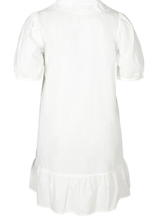 Puuvillainen paitamekko pallohihoilla , Bright White, Packshot image number 1